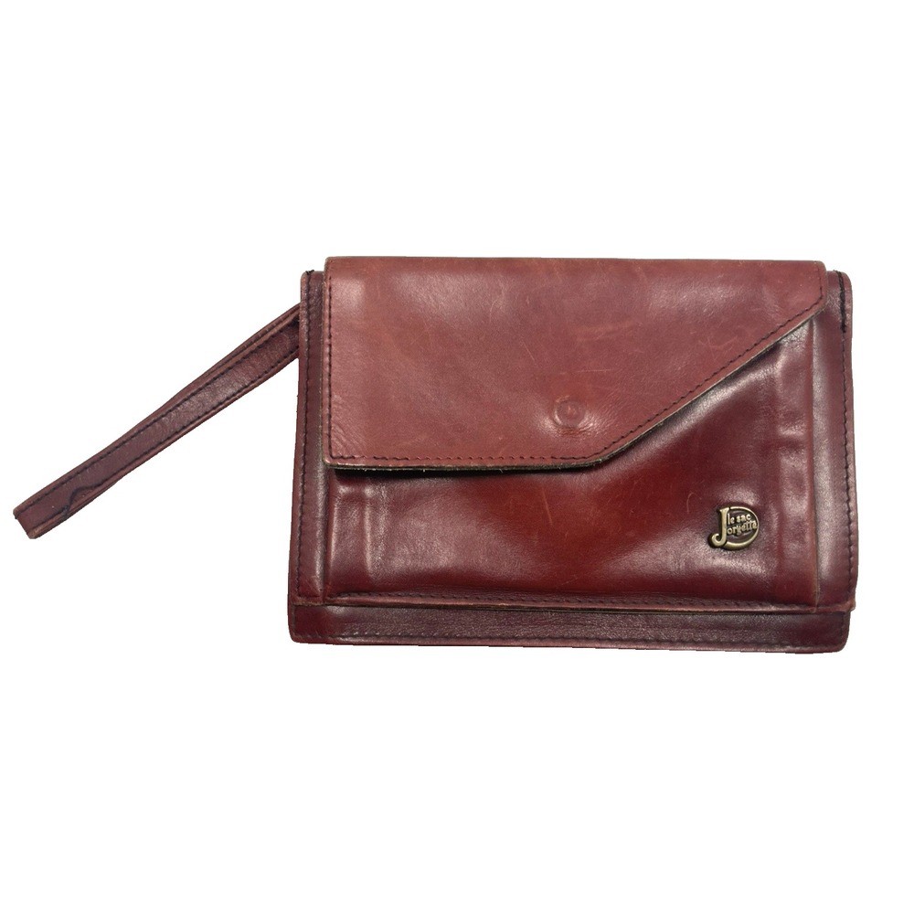 Rare Vtg Red Italian Le Sac Jorgette Purse Bag Wallet Clutch Leather